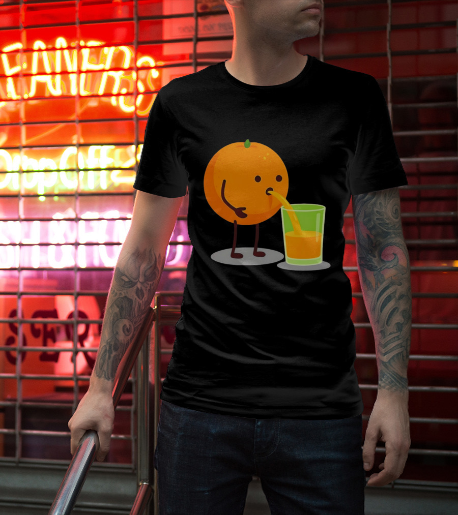 Orange Juice Squeezed Fun Cartoon T-Shirt