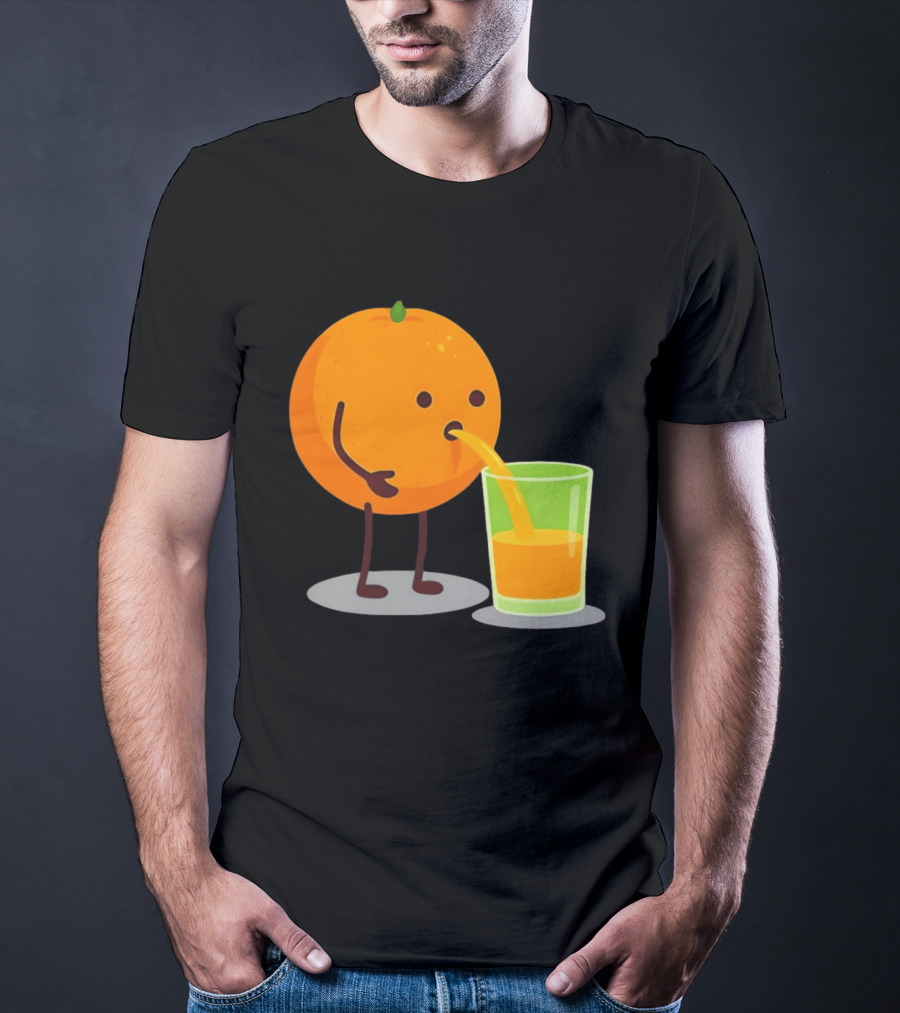 Orange Juice Squeezed Fun Cartoon T-Shirt