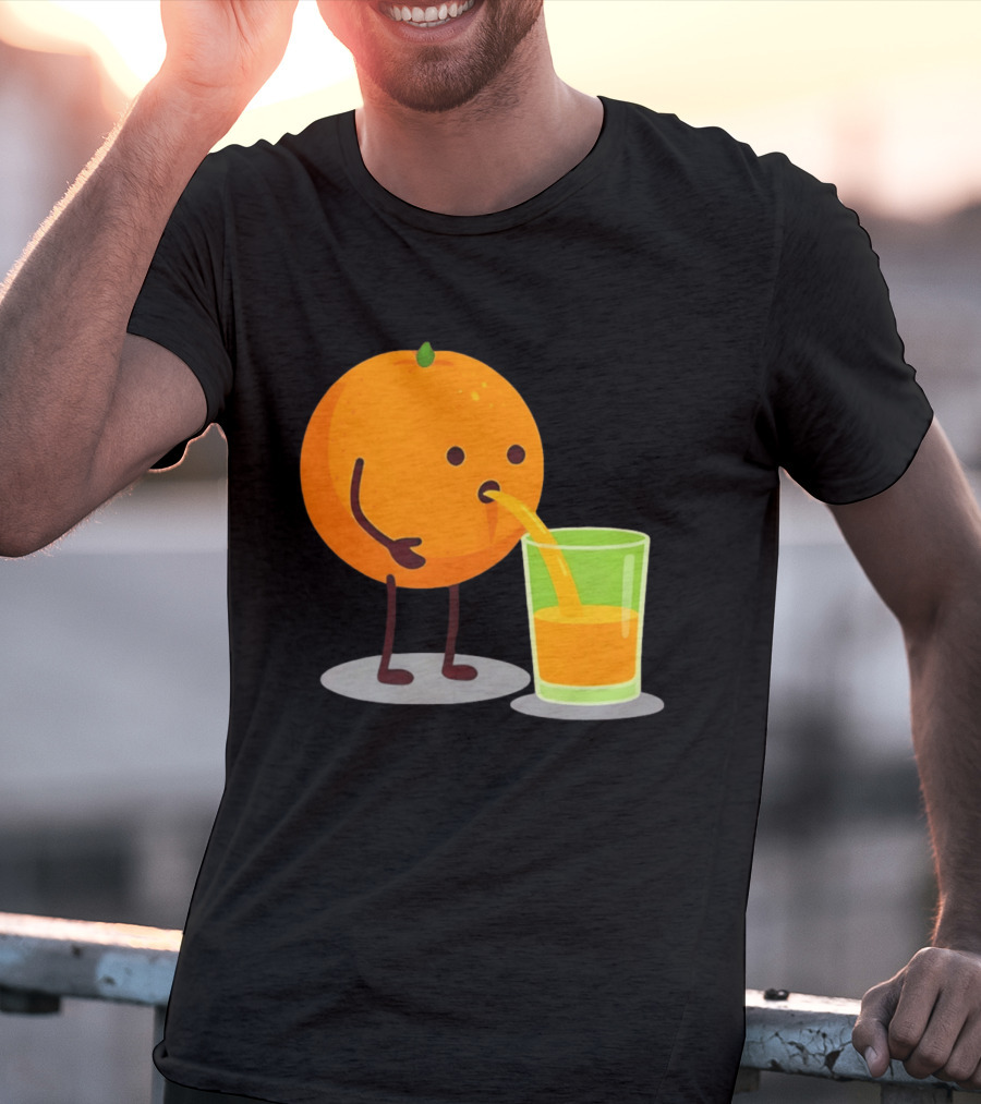 Orange Juice Squeezed Fun Cartoon T-Shirt