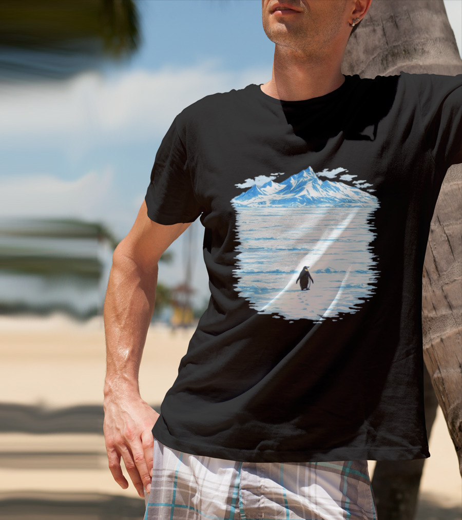 Penguin But Why Snowy Mountain Reflection T-Shirt