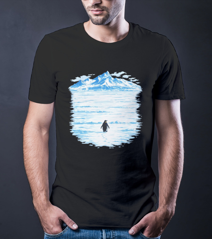 Penguin But Why Snowy Mountain Reflection T-Shirt