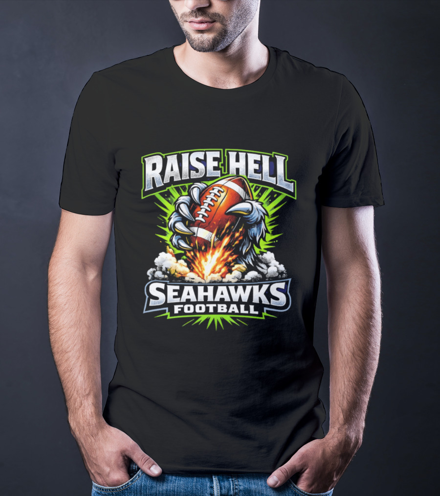Raise Hell Seahawks Football Explosive Claw T-Shirt