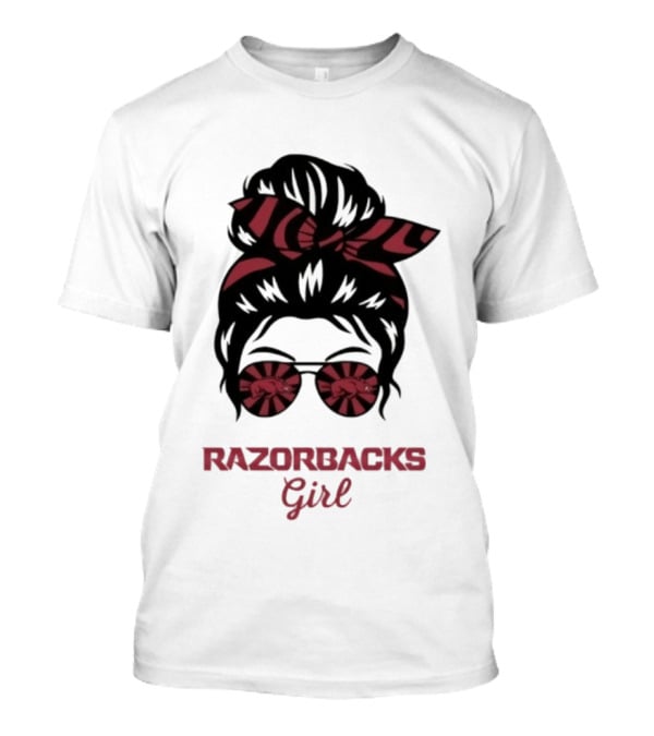 Razorbacks Girl Messy Bun Sunglasses T-Shirt