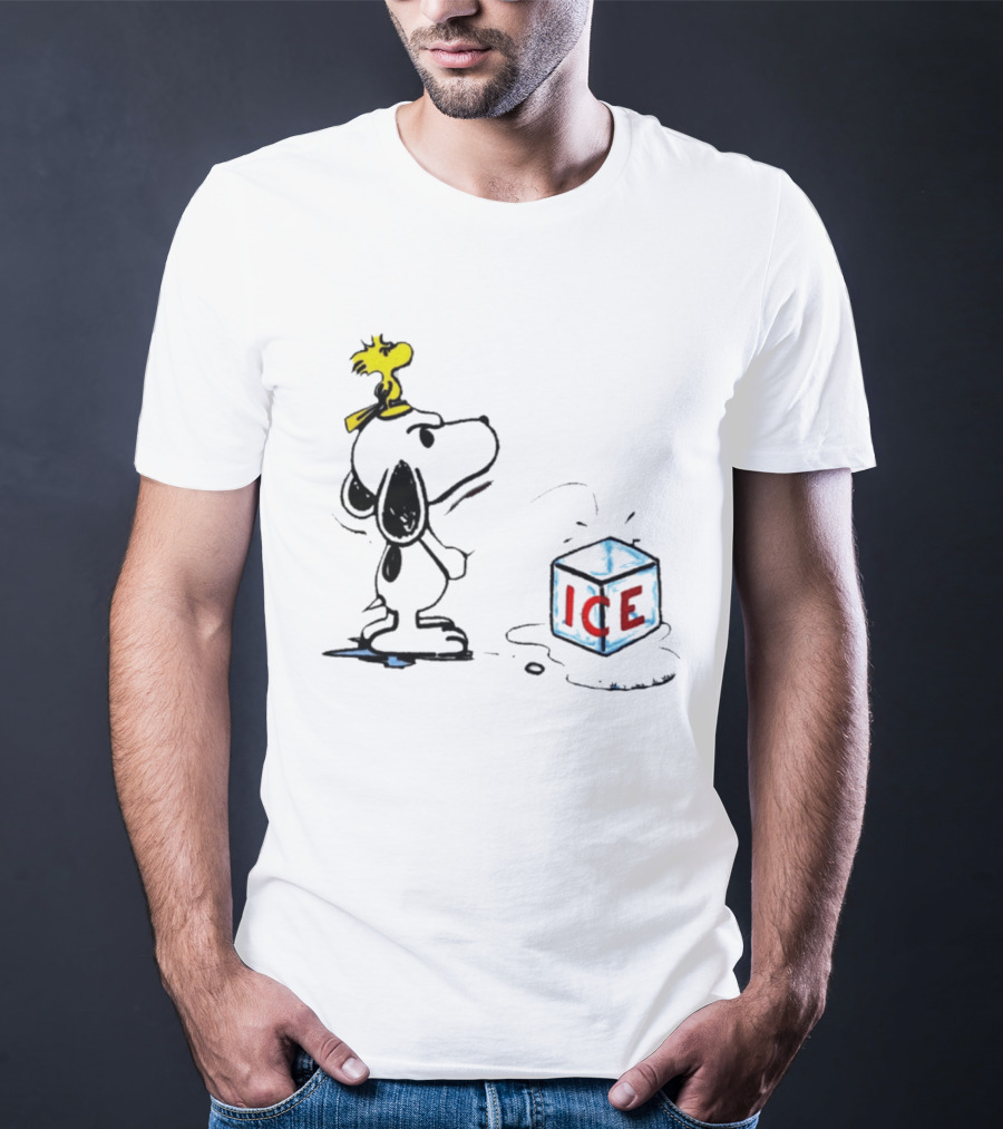 Snoopy Woodstock Piss On Ice Cube Block T-Shirt