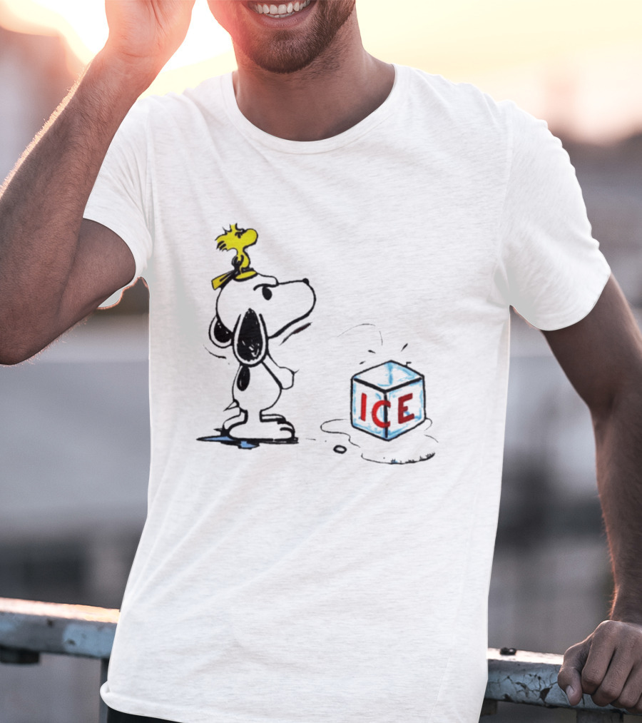Snoopy Woodstock Piss On Ice Cube Block T-Shirt