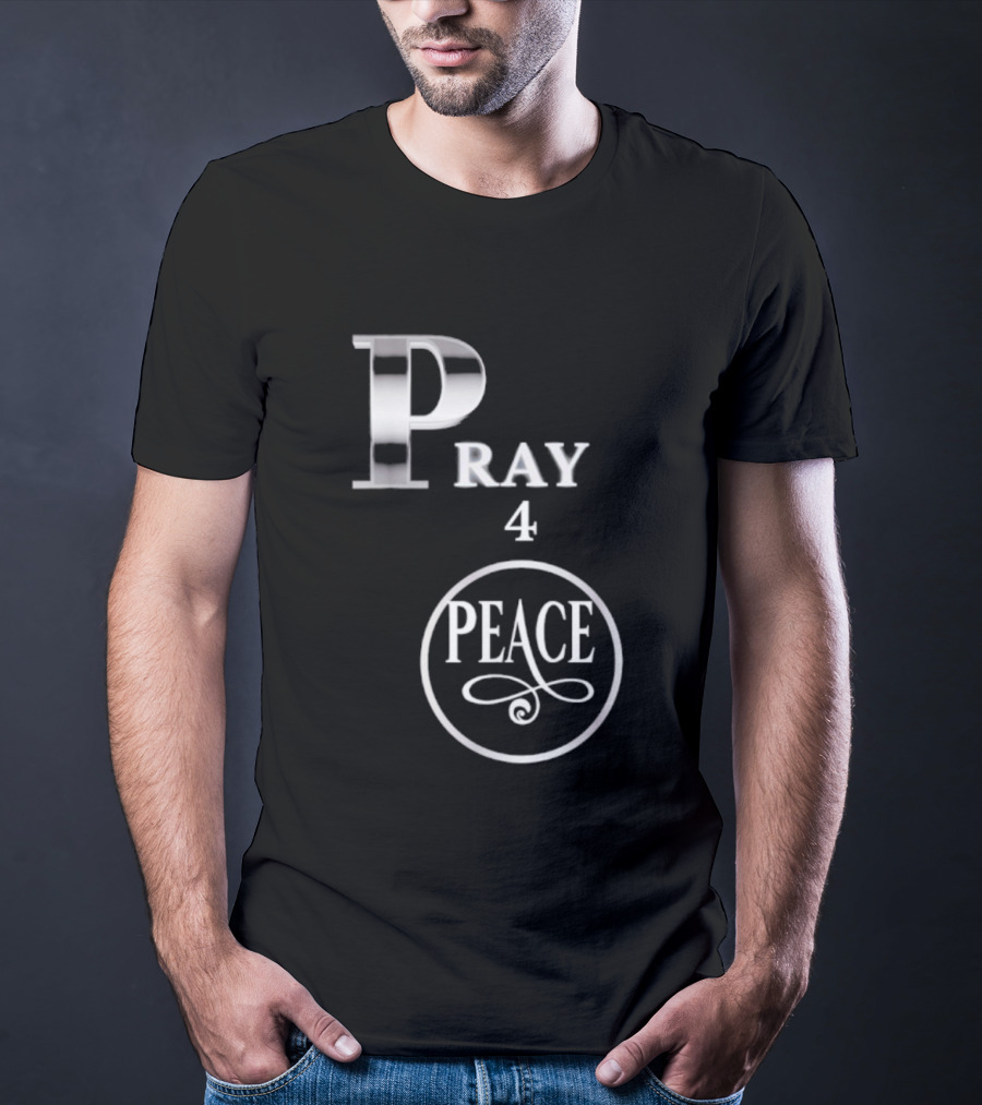 Pray 4 Peace Silver Letters Circular T-Shirt