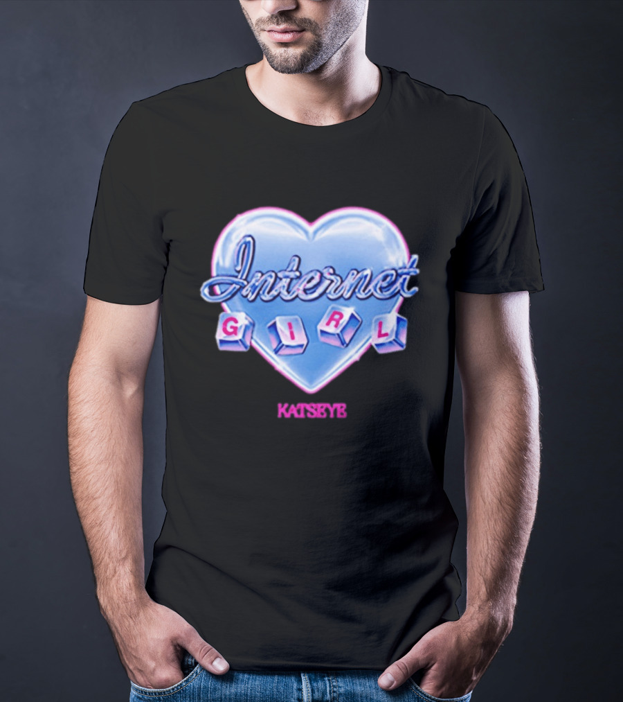 Katseye Internet Girl Neon Blue Heart T-Shirt