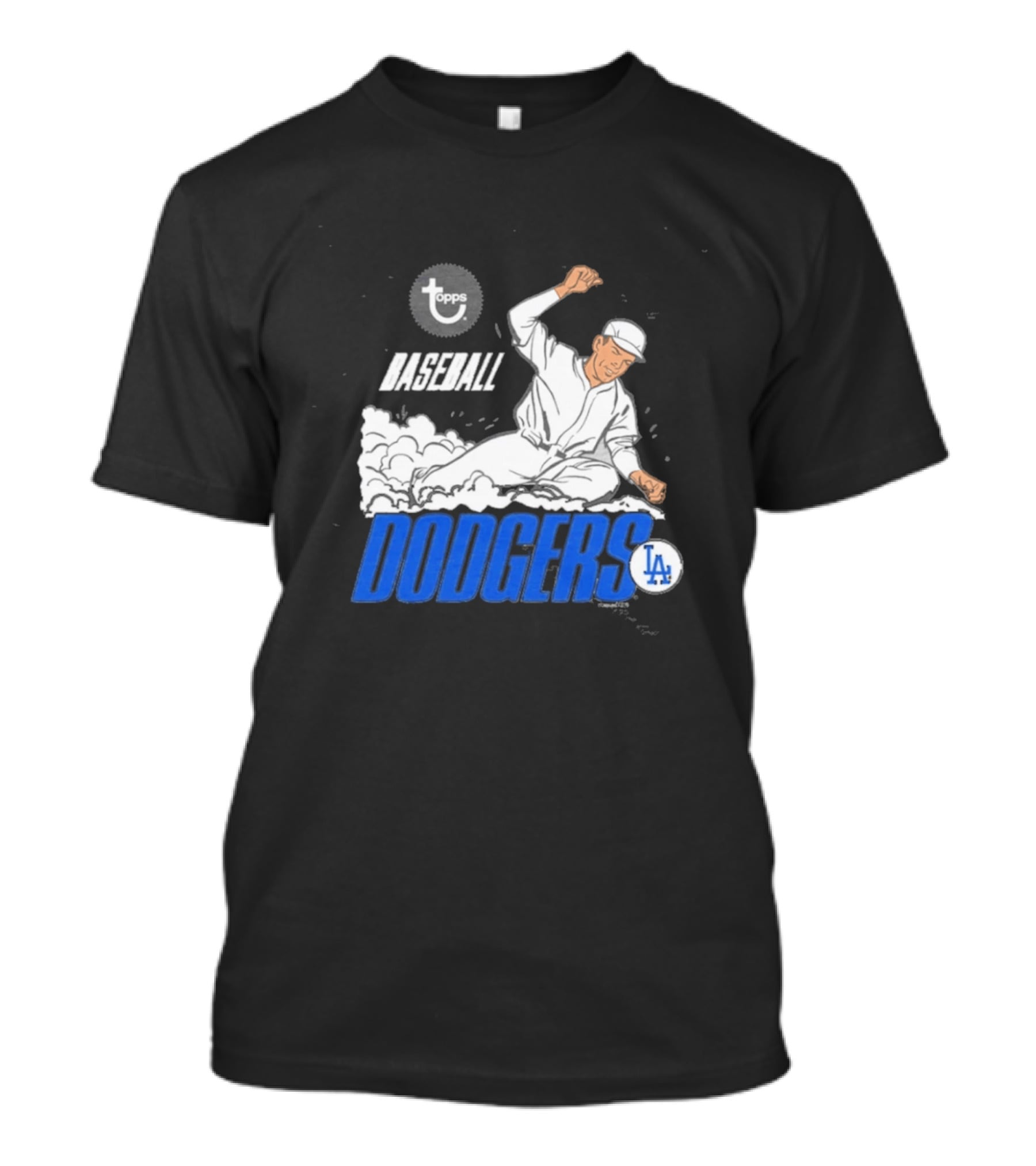 Dodgers LA Baseball Cartoon Topps MLB Raglan T-Shirt