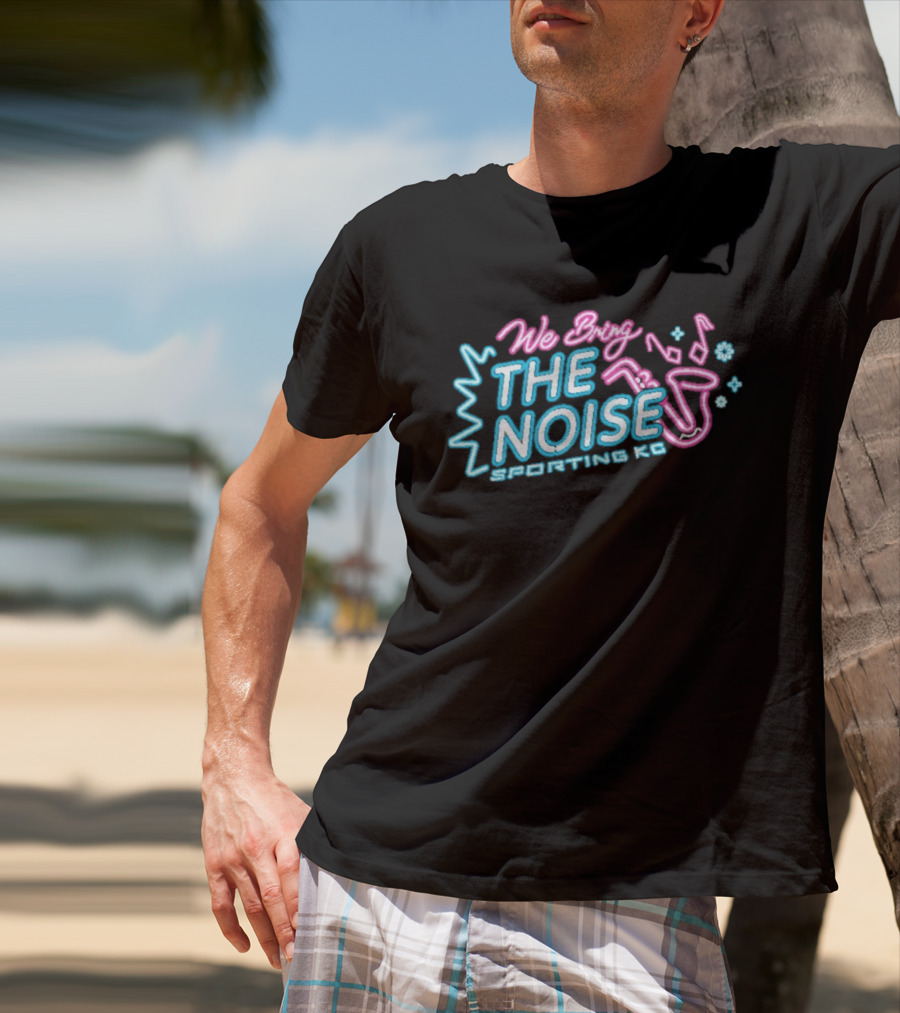 We Bring The Noise Sporting KC Blue Pink Saxophone T-Shirt