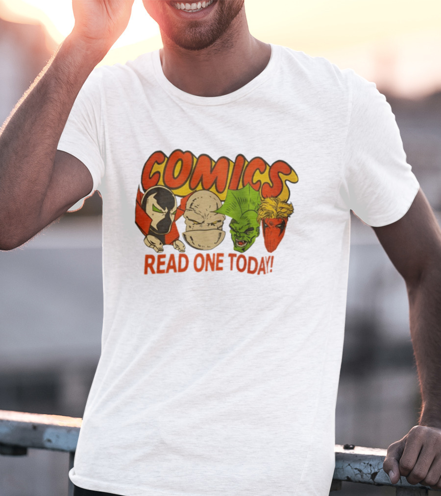 Comics Read One Today Characters Face T-Shirt