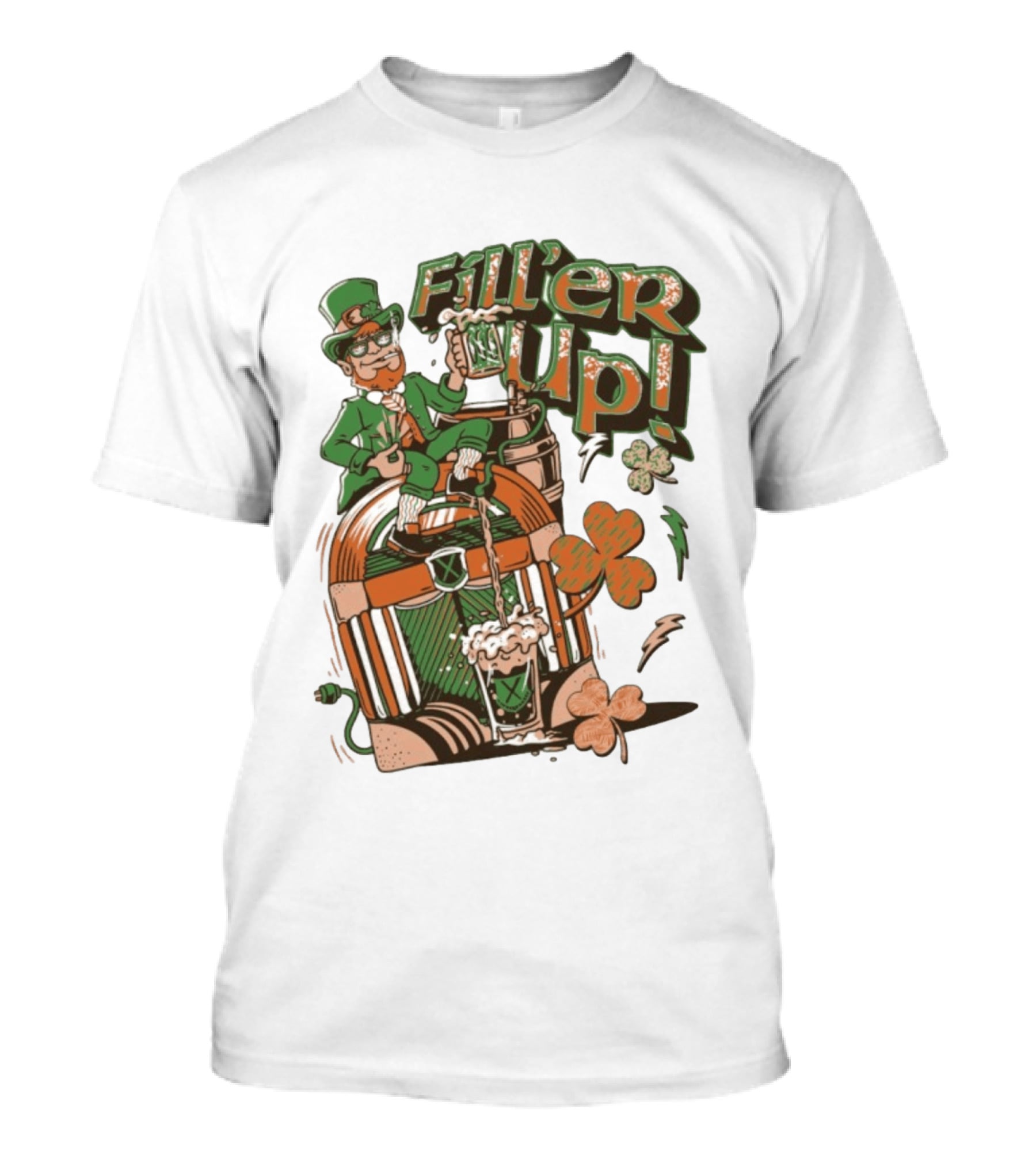 Fill'er Up St. Patrick's Day Leprechaun Beer And Jukebox Celebration T-Shirt