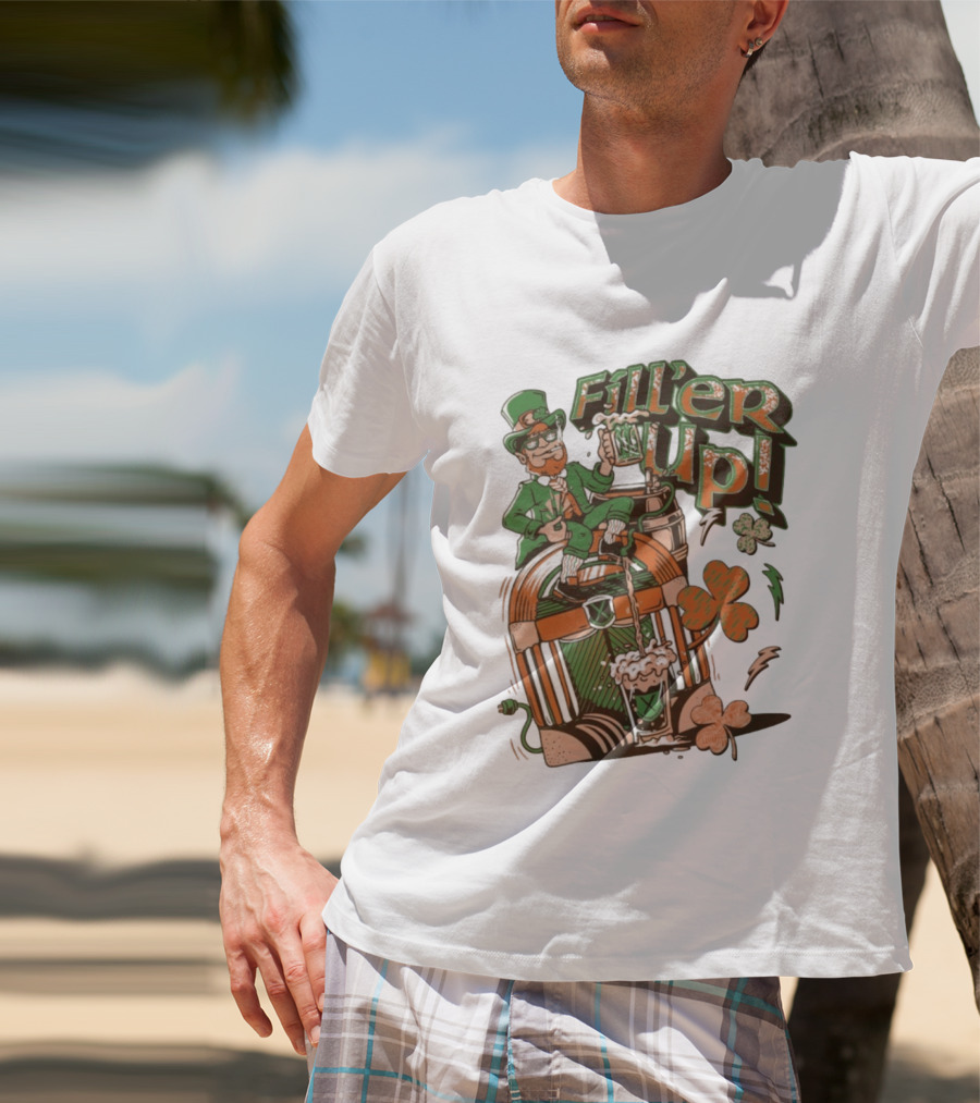 Fill'er Up St. Patrick's Day Leprechaun Beer And Jukebox Celebration T-Shirt