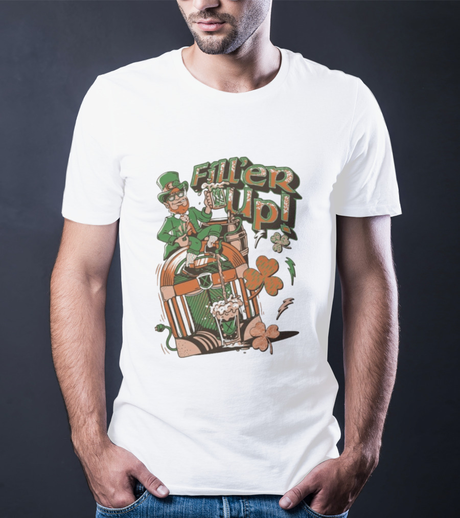 Fill'er Up St. Patrick's Day Leprechaun Beer And Jukebox Celebration T-Shirt