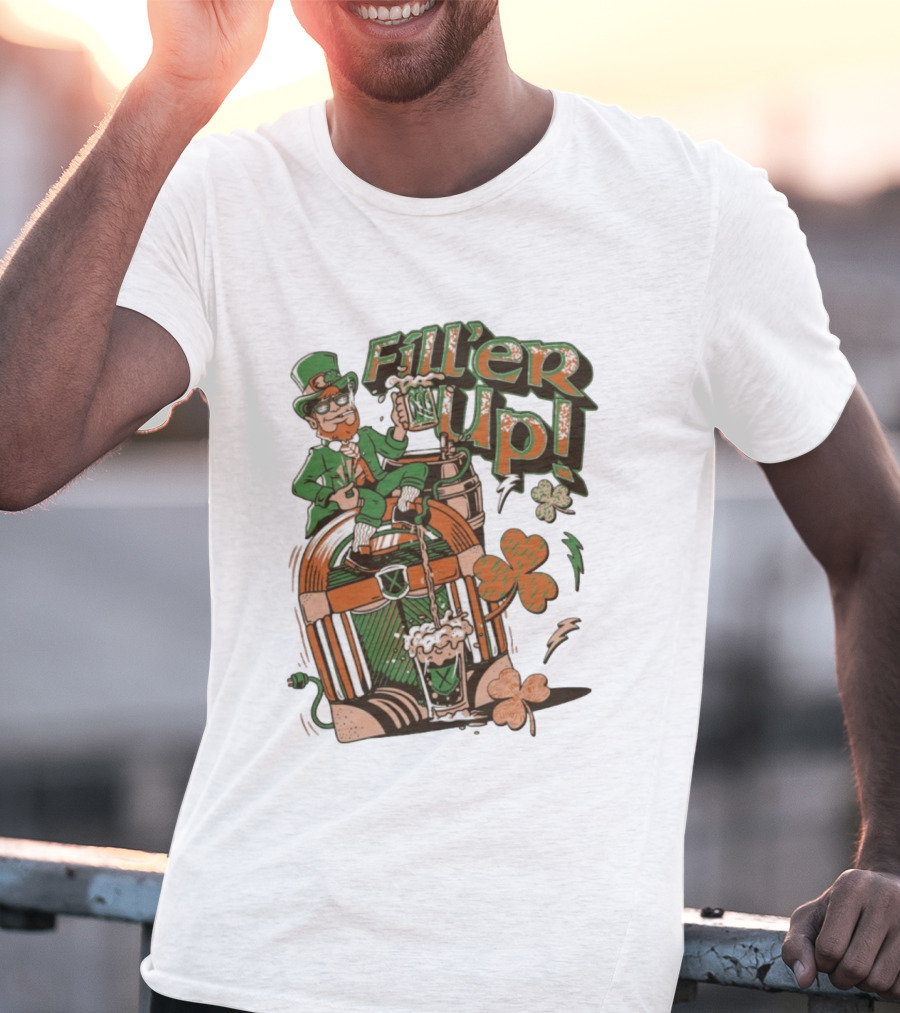 Fill'er Up St. Patrick's Day Leprechaun Beer And Jukebox Celebration T-Shirt