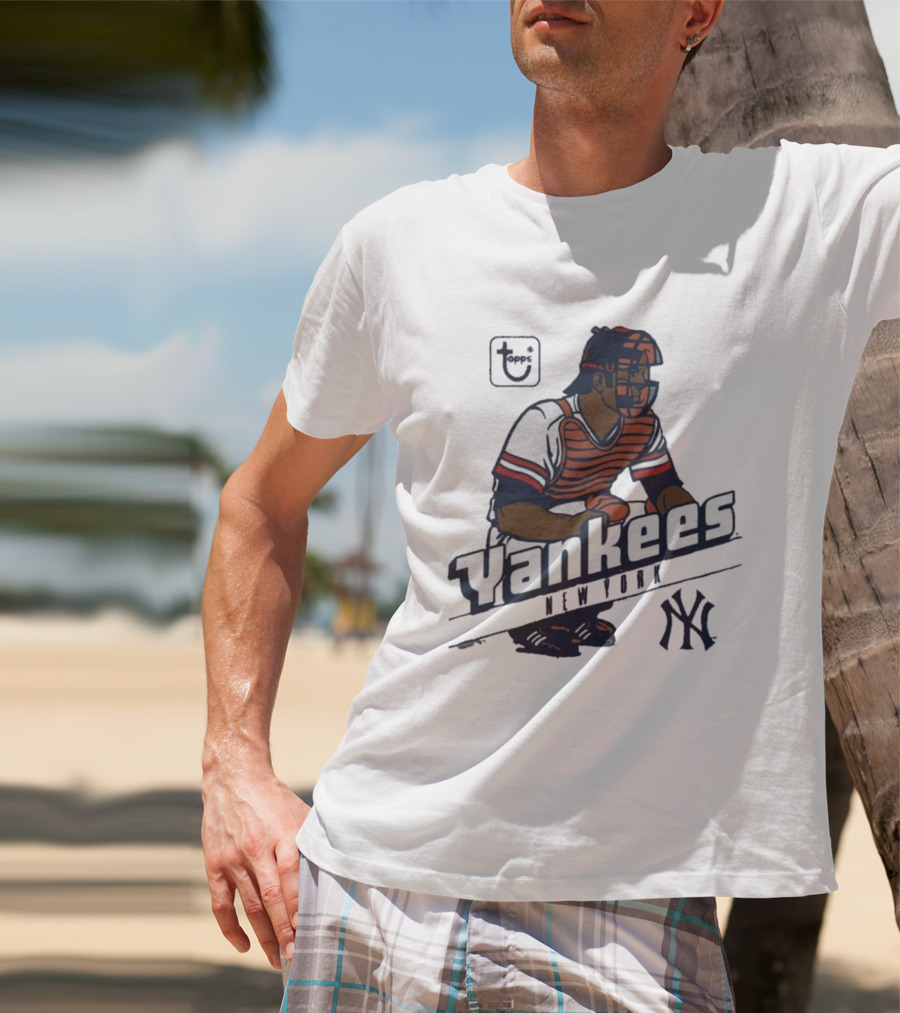 MLB Topps New York Yankees Catcher Cartoon Yankees NY T-Shirt