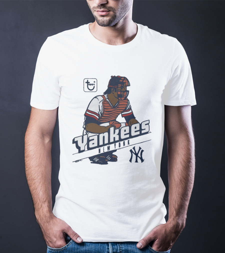 MLB Topps New York Yankees Catcher Cartoon Yankees NY T-Shirt