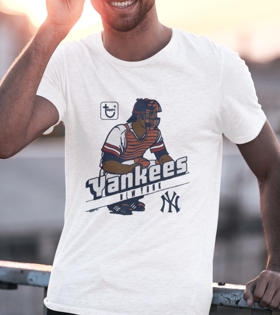 MLB Topps New York Yankees Catcher Cartoon Yankees NY T-Shirt