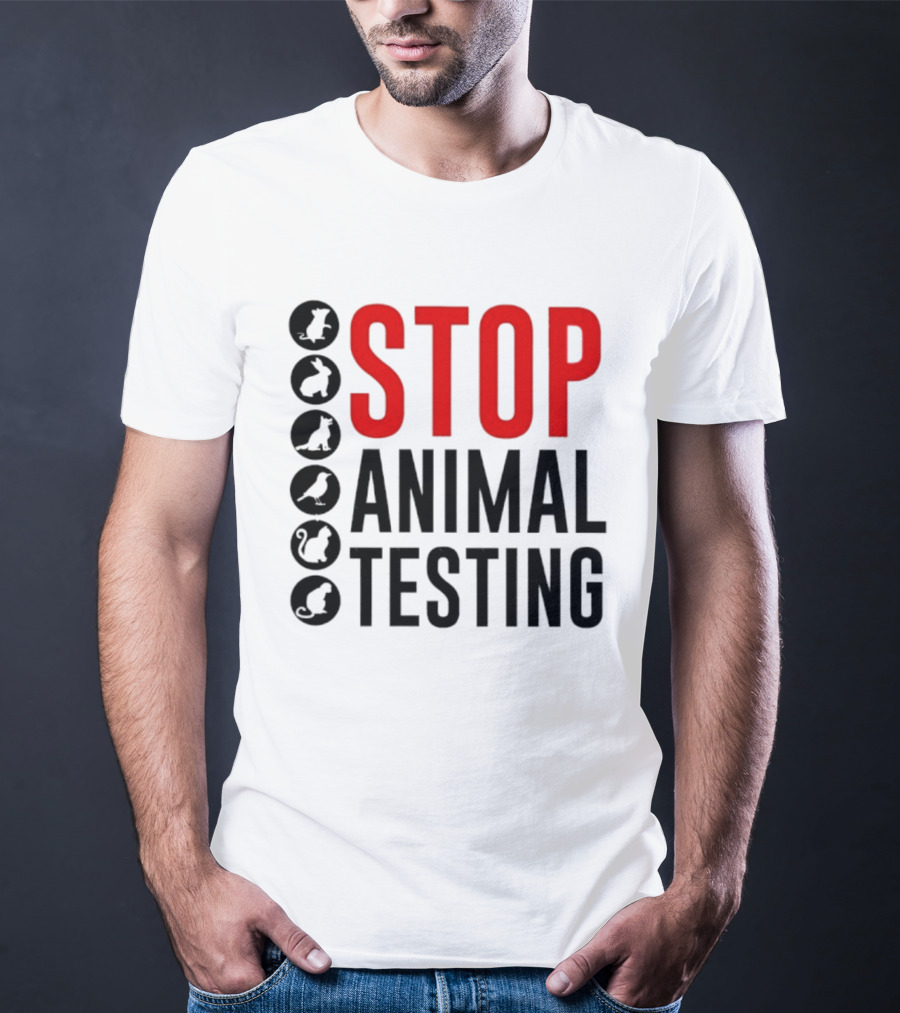 STOP Animal Testing Protest Message With Animal T-Shirt