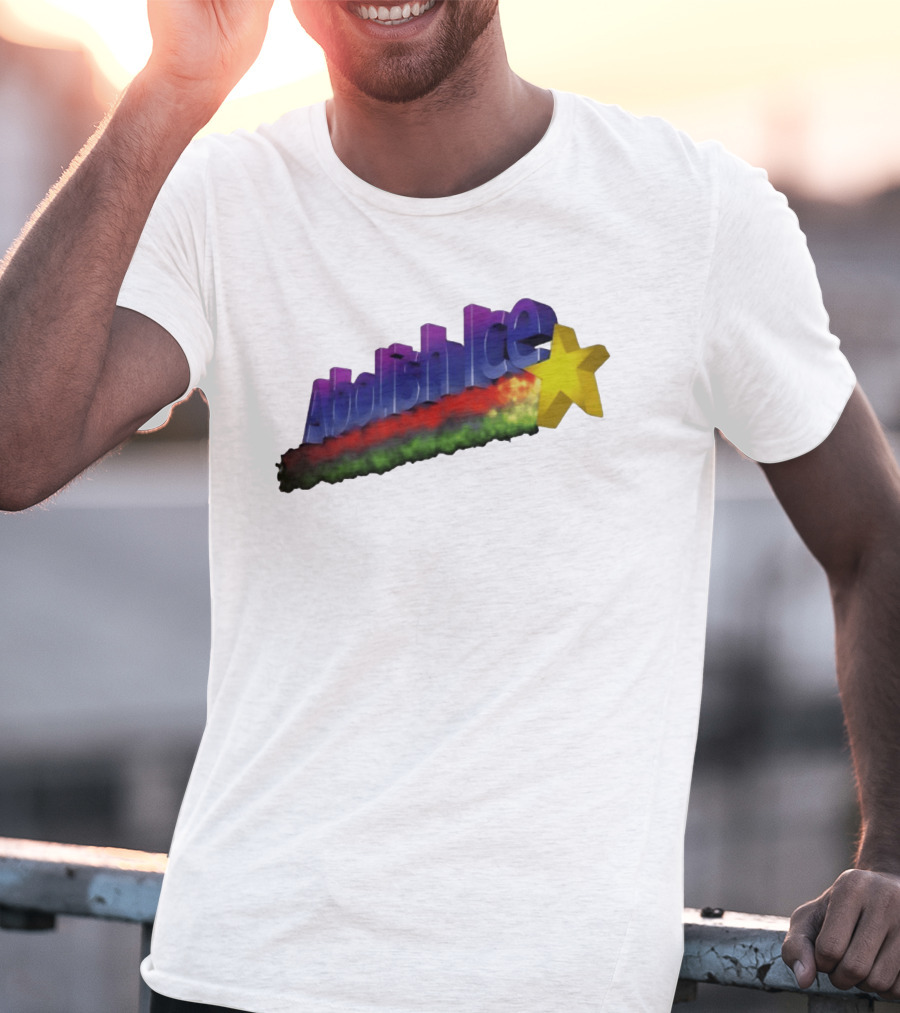 Abolish ICE Star Bold Text With Colorful Gradient And 3D Effect T-Shirt