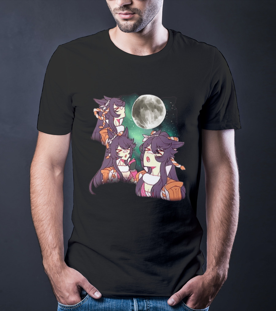 Agnes Tachyon Anime Character Three Wolf Moon Meme T-Shirt