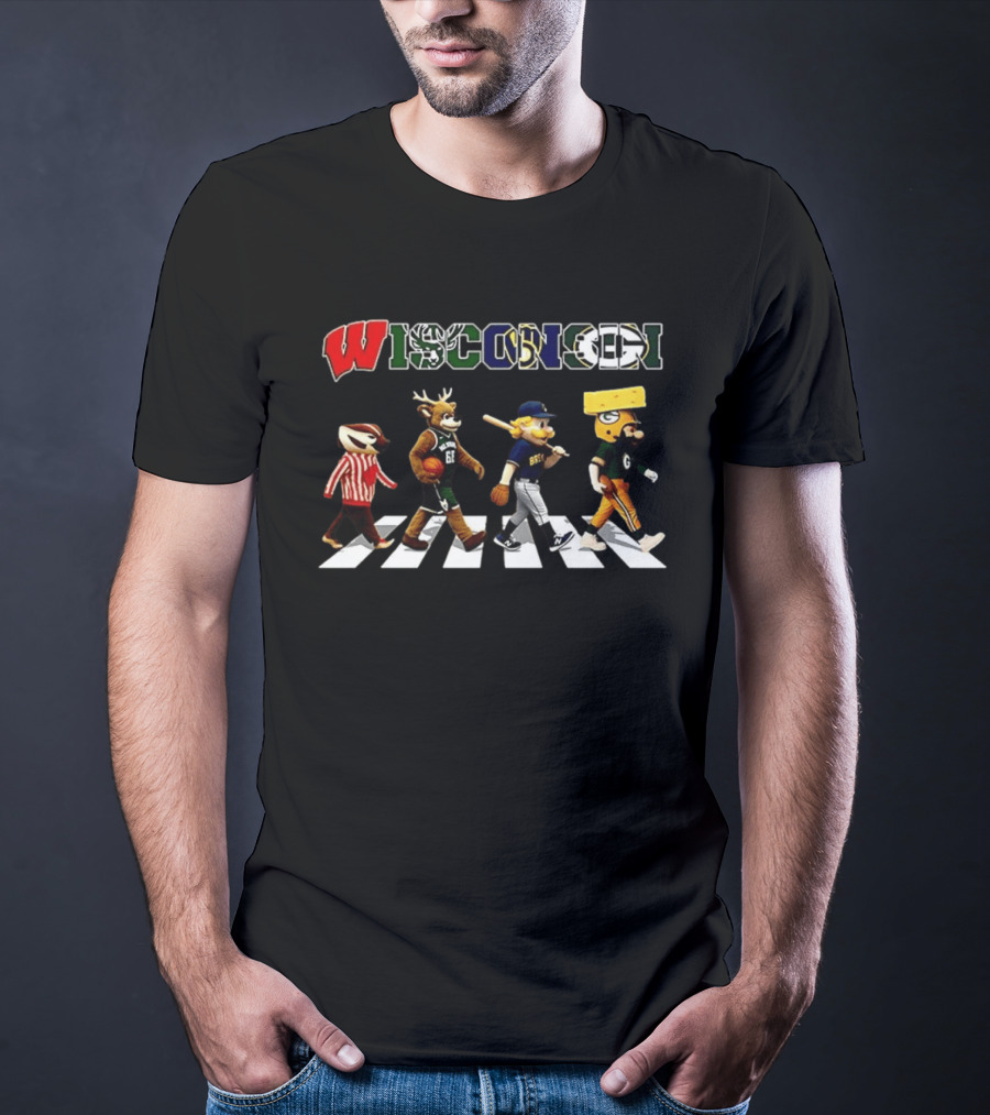 Wisconsin Badgers Bucks Brewers Packers Abbey Road T-Shirt