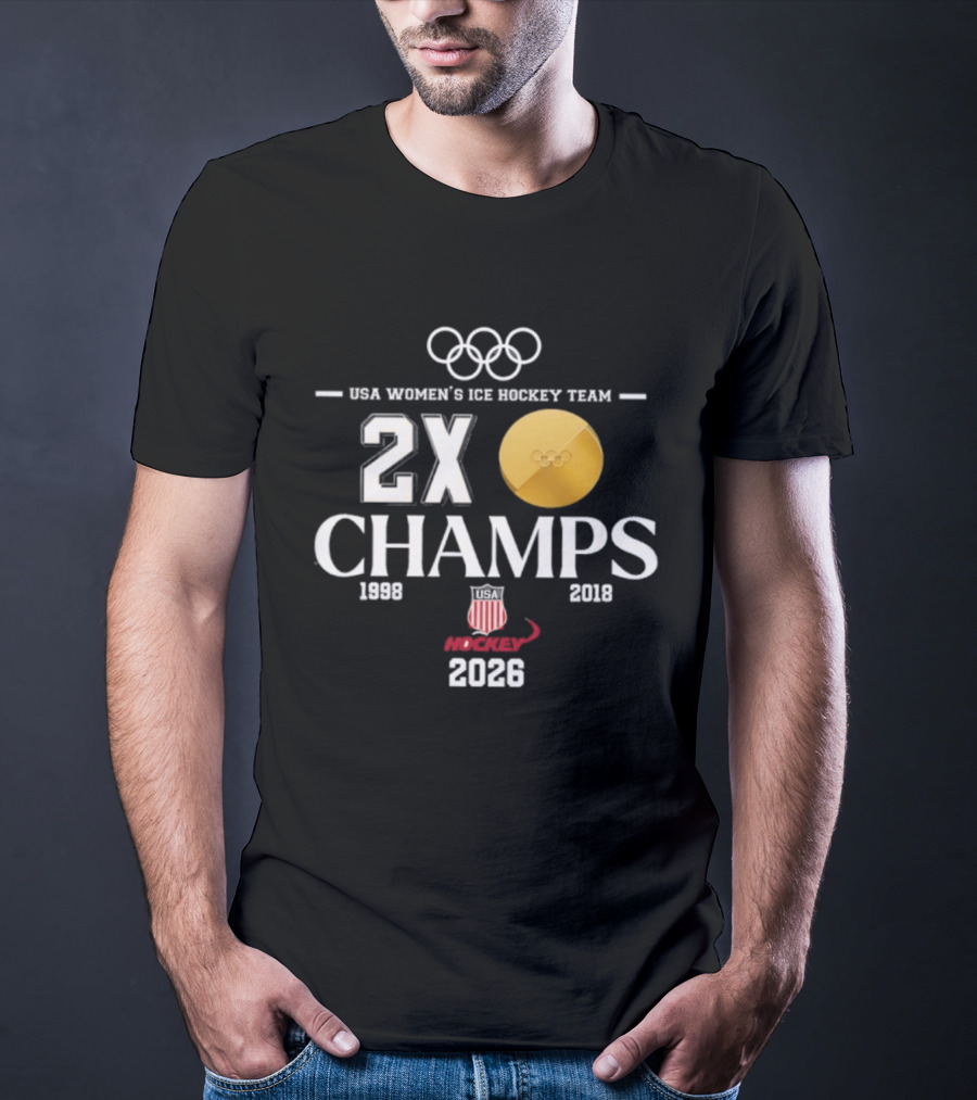 USA Women's Ice Hockey Team Olympic 2x Champs 1998 2018 2026 T-Shirt