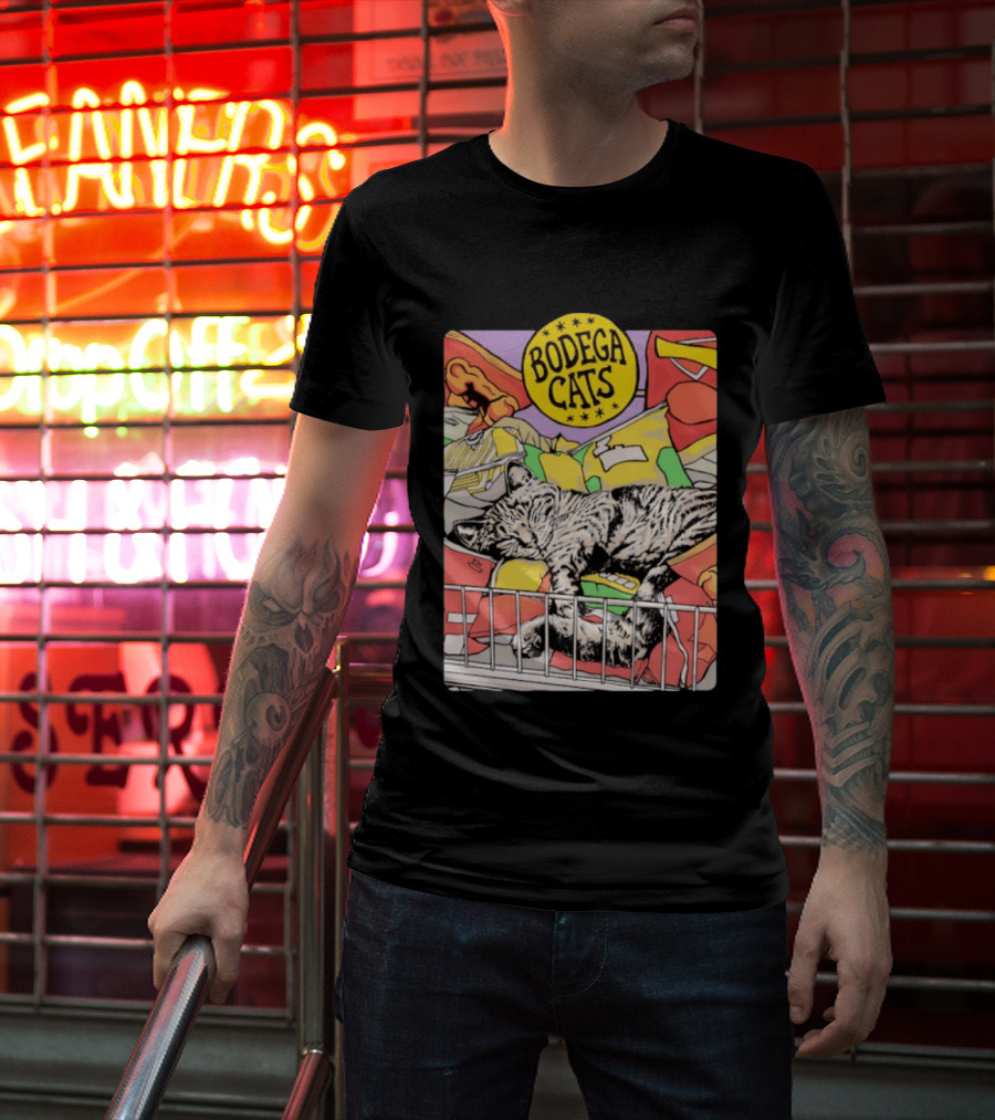 Bodega Cats Sleeping On Grocery Shelf T-Shirt