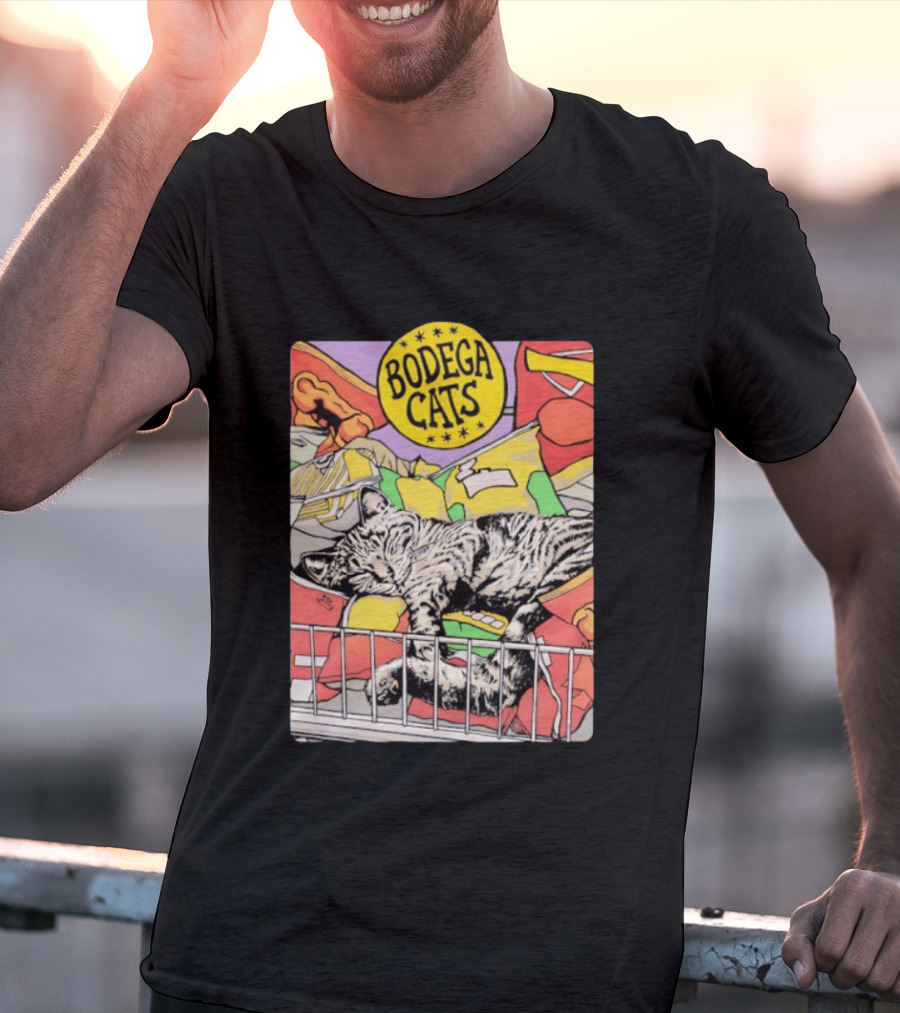 Bodega Cats Sleeping On Grocery Shelf T-Shirt