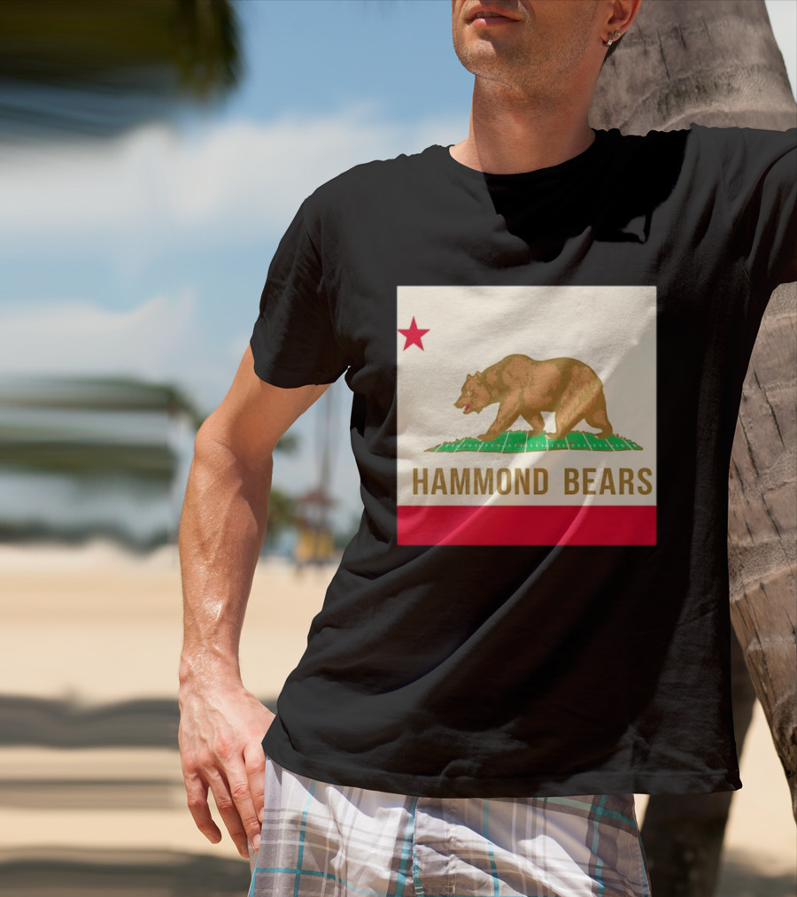 Hammond Bears California Flag Red Star Bear Image T-Shirt