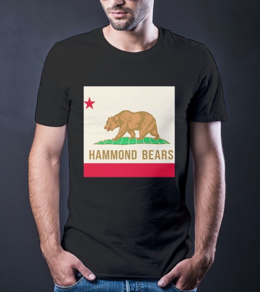 Hammond Bears California Flag Red Star Bear Image T-Shirt