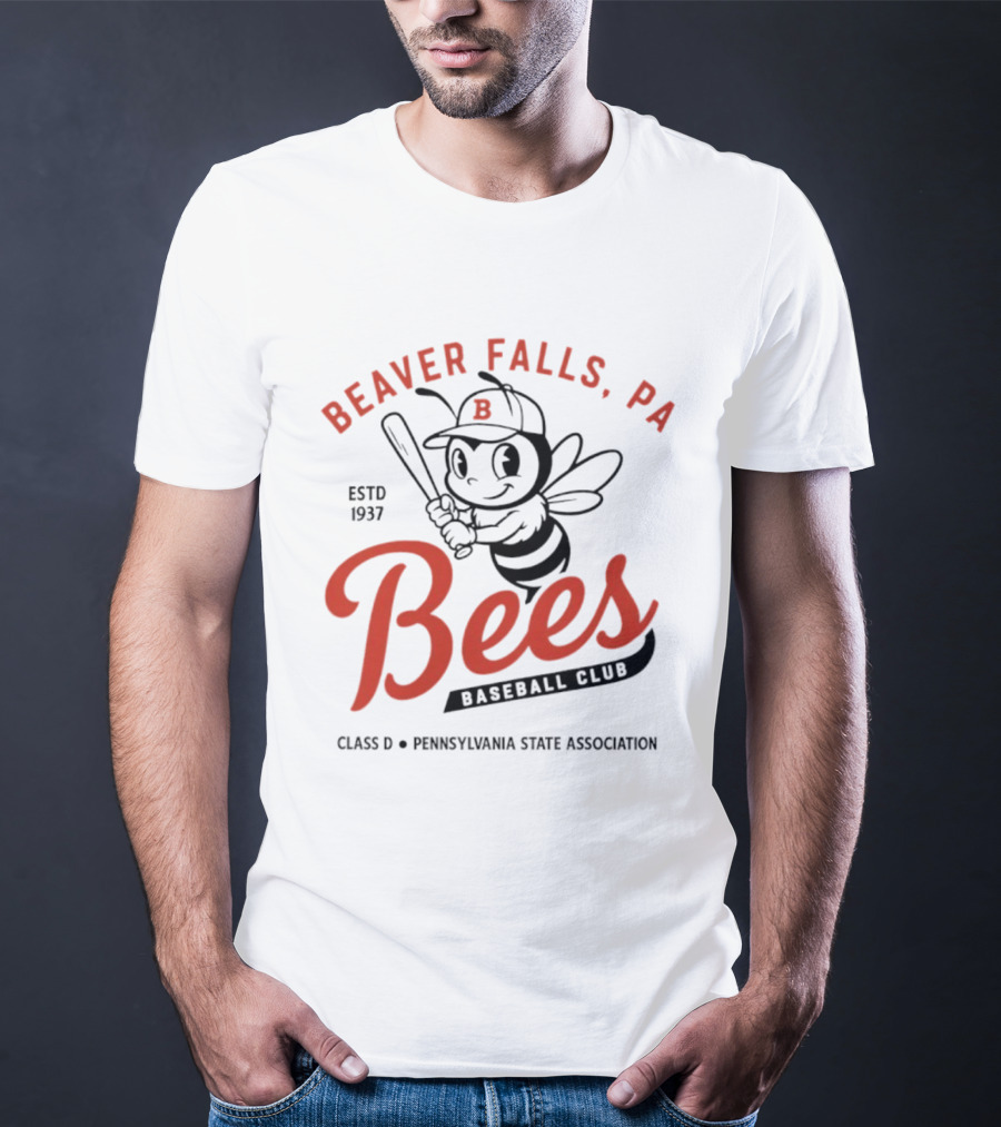 Beaver Falls PA Bees Baseball Club Estd 1937 Class D Pennsylvania State Association T-Shirt