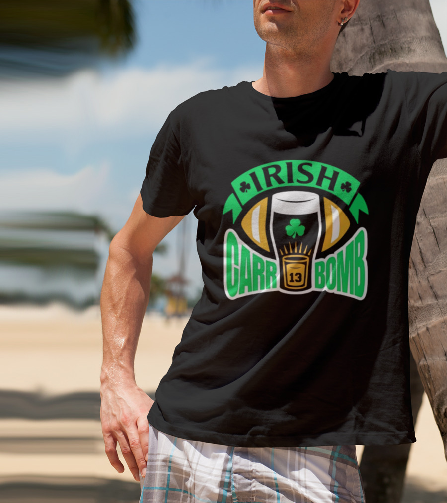 Irish Carr Bomb Football Beer Pint 13 Shamrock Luck T-Shirt