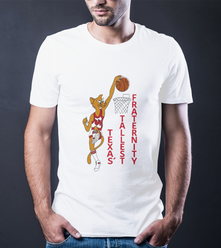 Texas' Tallest Fraternity Cat Basketball Dunk T-Shirt