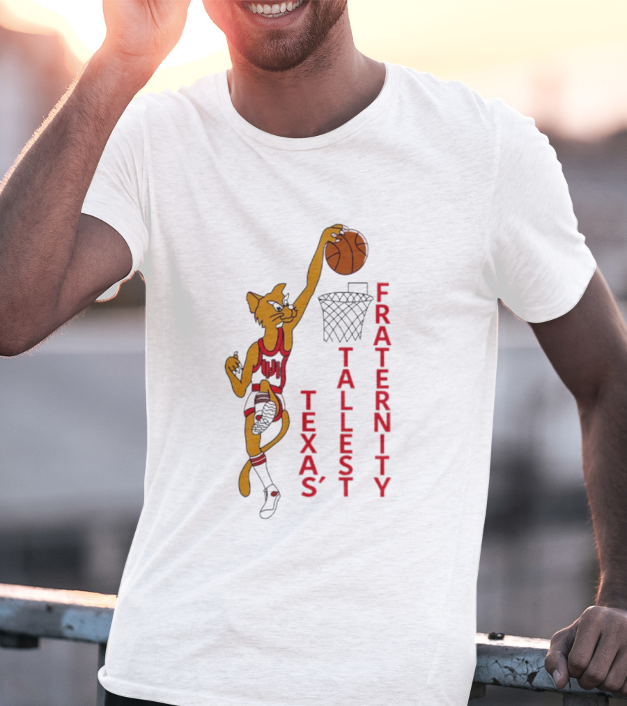 Texas' Tallest Fraternity Cat Basketball Dunk T-Shirt