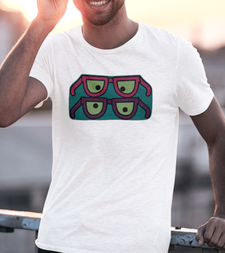 Wacky Eyewear Double Layered Fun Retro Glasses T-Shirt