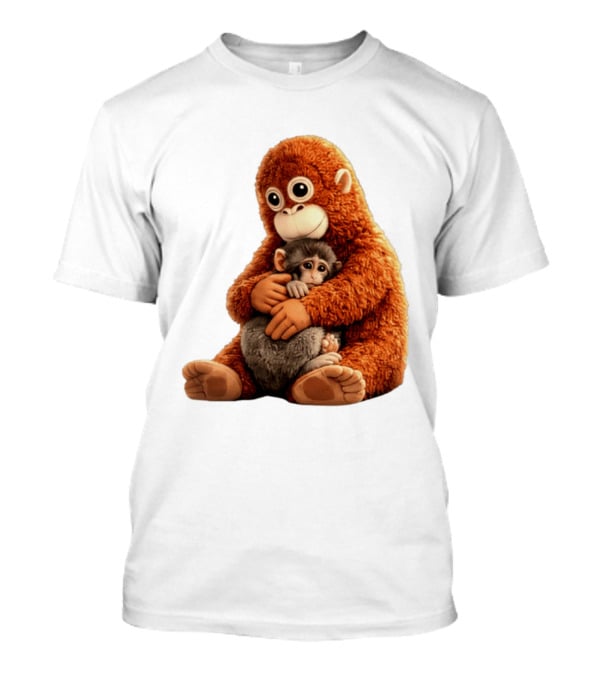 Punch Monkey Hugging Plush Baby Monkey T-Shirt