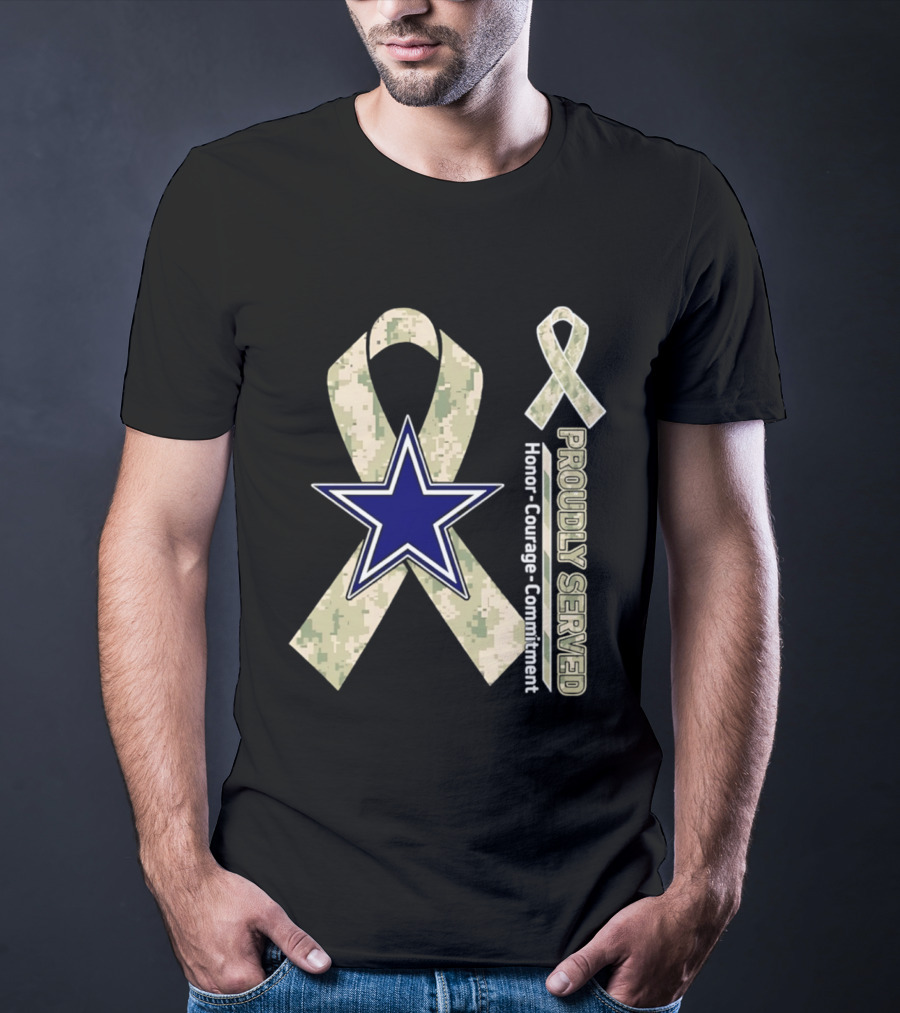Dallas Cowboys Camouflage Ribbon Honor Courage Commitment T-Shirt