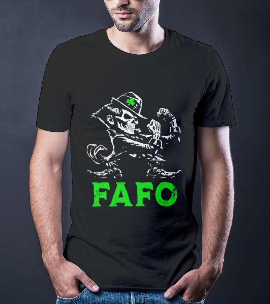 FAFO Skeleton Leprechaun Flexing St Patrick's Day T-Shirt
