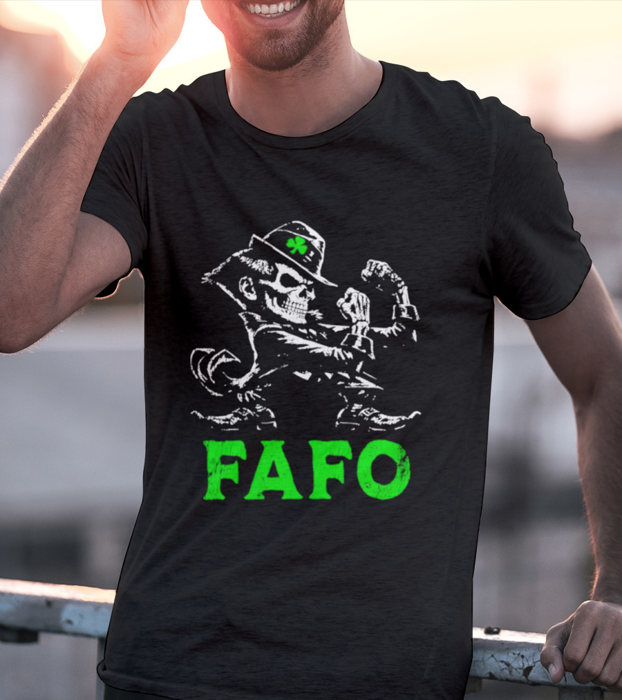 FAFO Skeleton Leprechaun Flexing St Patrick's Day T-Shirt