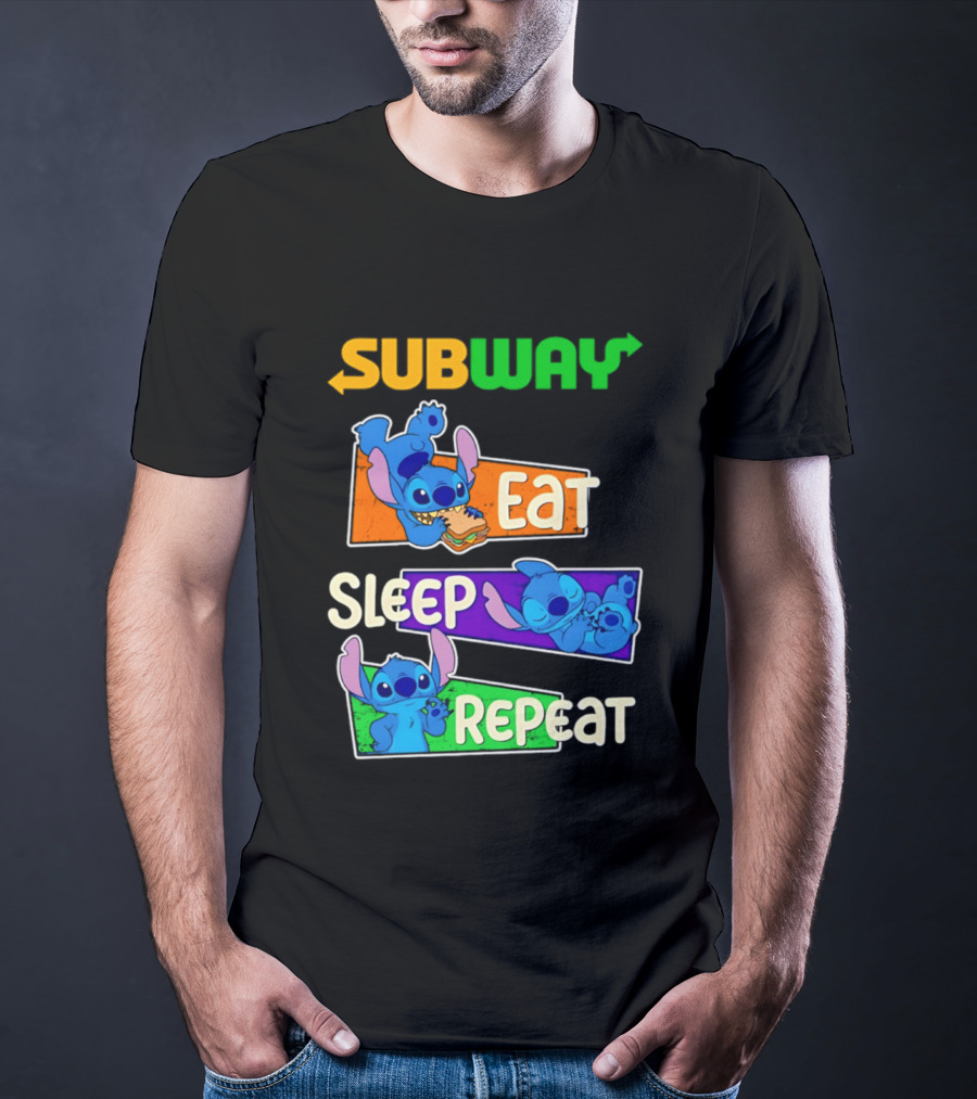 Subway X Stitch Eat Sleep Repeat T-Shirt
