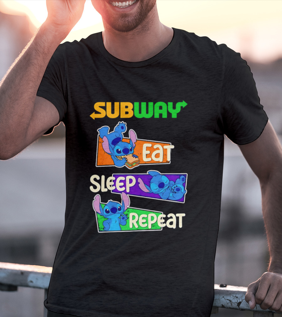 Subway X Stitch Eat Sleep Repeat T-Shirt