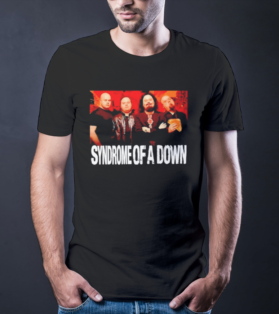 Syndrome Of A Down Band Spoof With Four Figures Eating Pizza T-Shirt