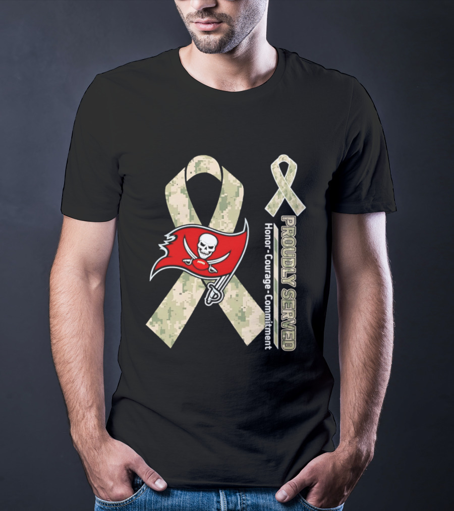 Tampa Bay Buccaneers Proudly Served Military Support Honor Courage Commitment Ribbon T-Shirt