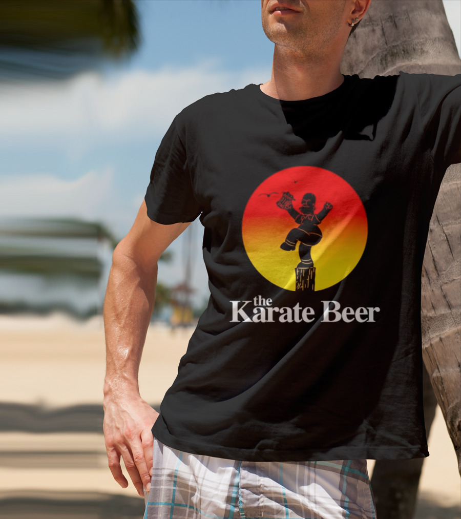 The Karate Beer Sunset Crane Pose Beer T-Shirt