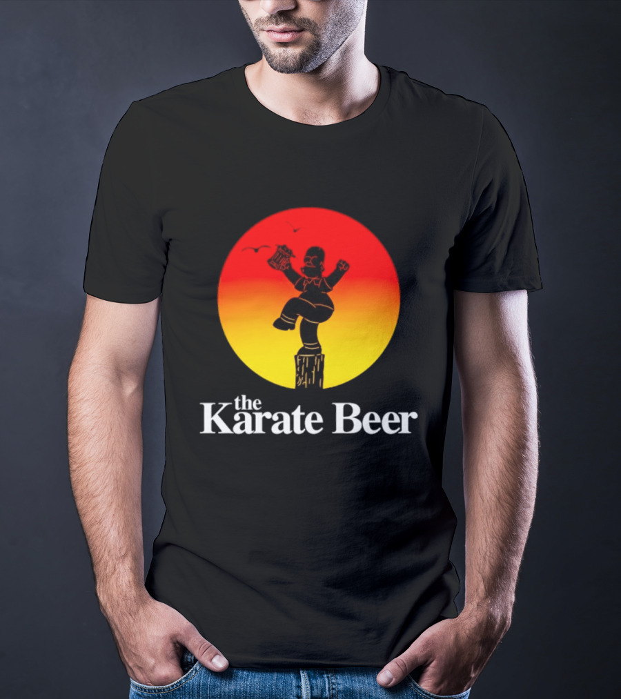 The Karate Beer Sunset Crane Pose Beer T-Shirt