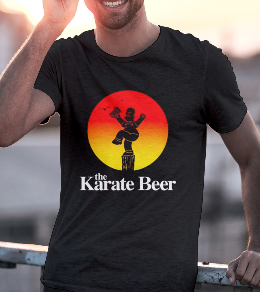 The Karate Beer Sunset Crane Pose Beer T-Shirt
