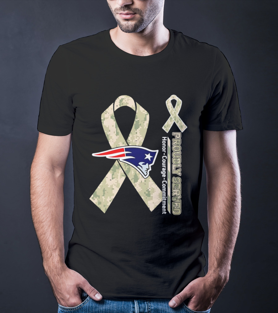 New England Patriots Camouflage Ribbon Honor Courage Commitment T-Shirt