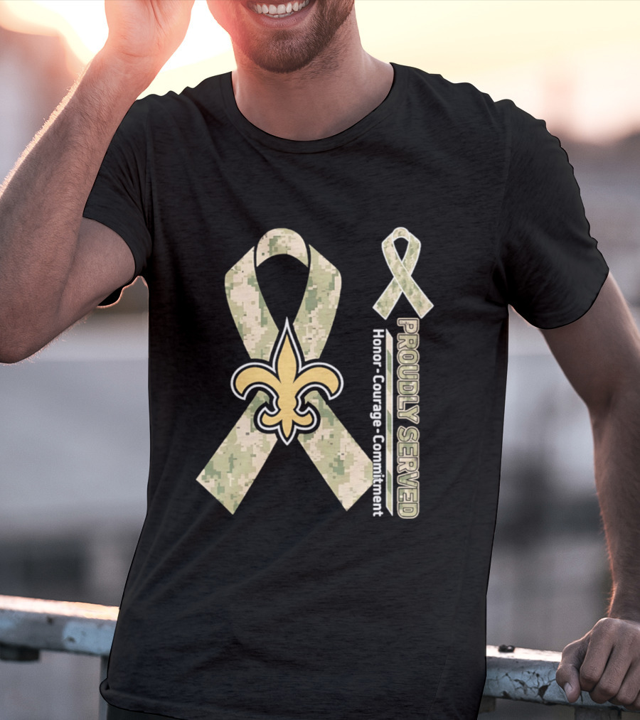 New Orleans Saints Camouflage Ribbon Honor Courage Commitment T-Shirt