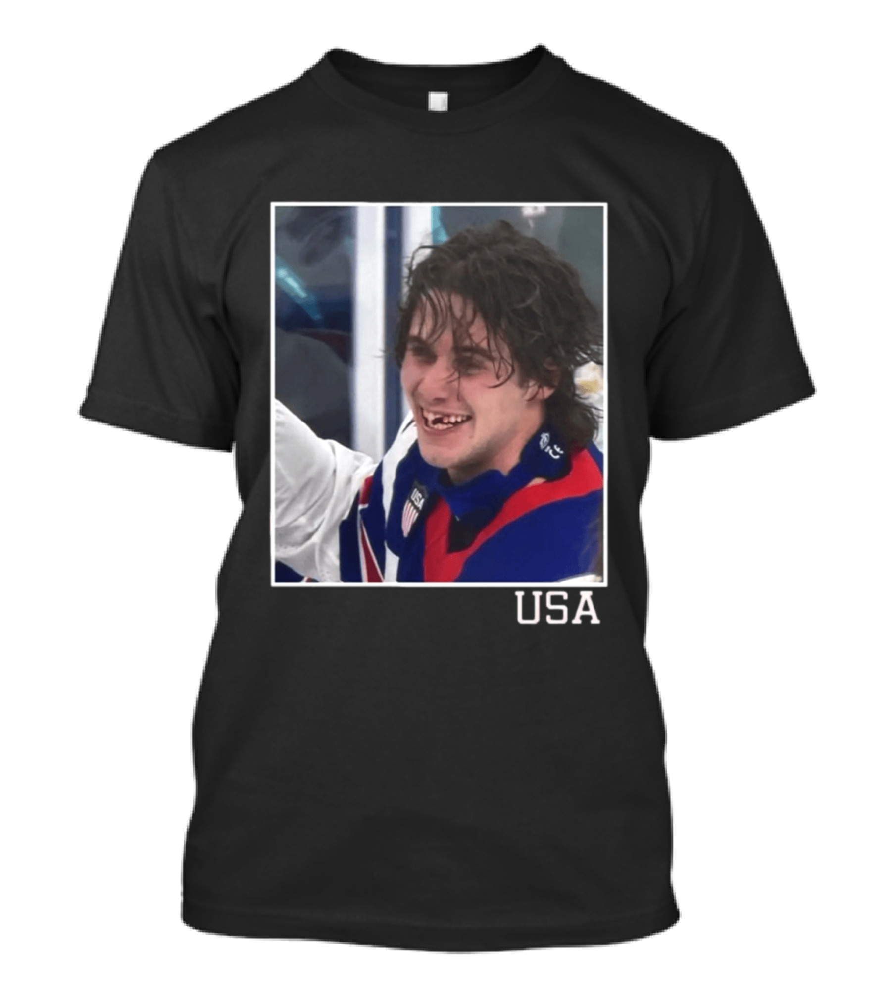 Jack Hughes USA Hockey Toothless Smile T-Shirt