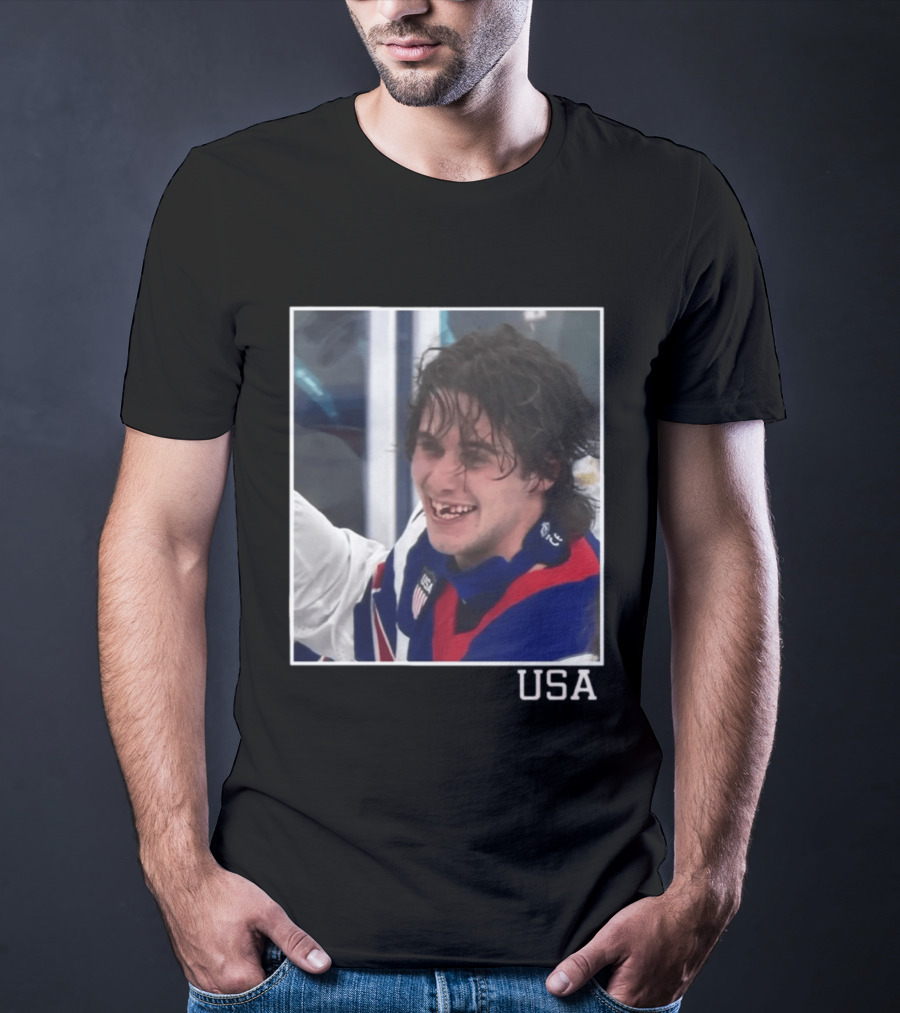 Jack Hughes USA Hockey Toothless Smile T-Shirt